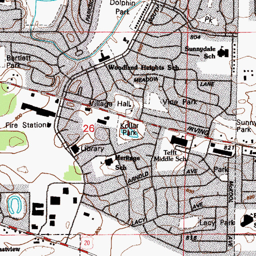 Topographic Map of Kollar Park, IL