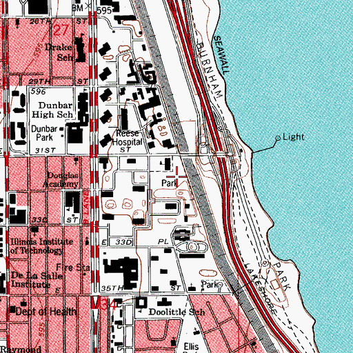 Topographic Map of Lake Meadows Park, IL