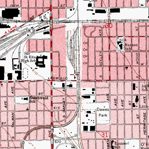 Topographic Map of Landers Yards, IL
