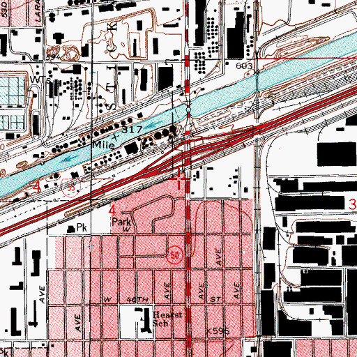Topographic Map of LeClaire Courts, IL