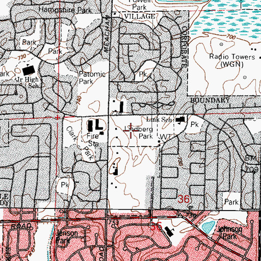 Topographic Map of Lindberg Park, IL