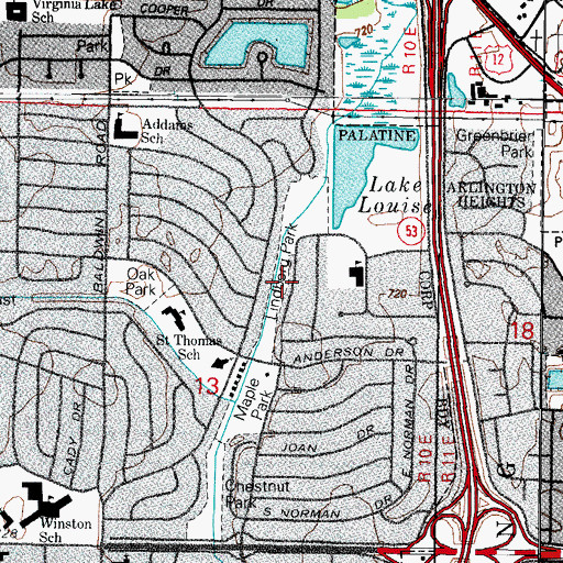 Topographic Map of Lindberg Park, IL