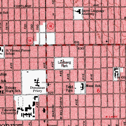 Topographic Map of Lindberg Park, IL
