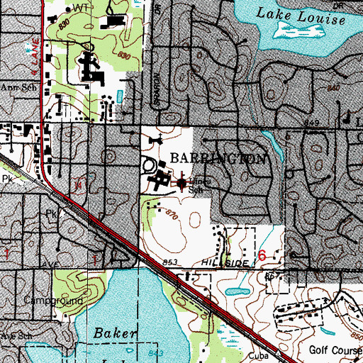Topographic Map of Arnett C Lines Elementary School, IL