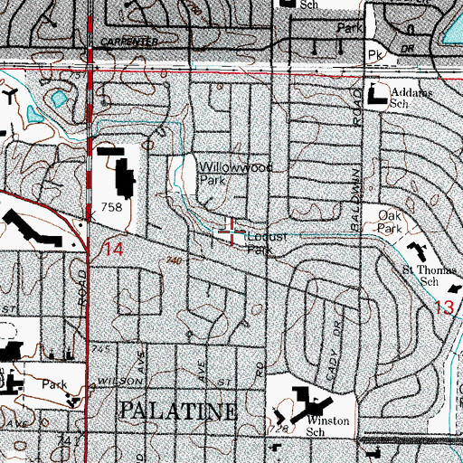 Topographic Map of Locust Park, IL