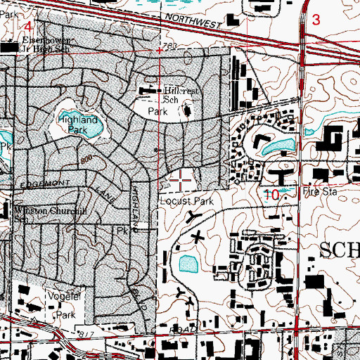 Topographic Map of Locust Park, IL