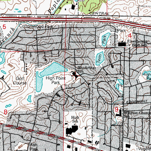Topographic Map of MacArthur Elementary School, IL