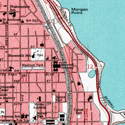 Topographic Map of Madison Park Station, IL