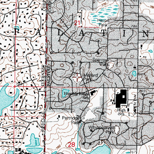 Topographic Map of Mallard Park, IL