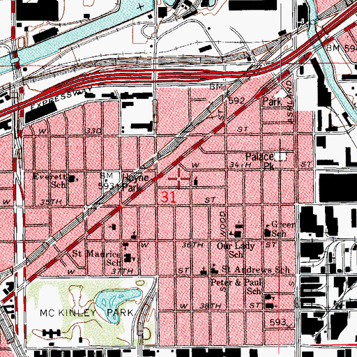 Topographic Map of McKinley Park, IL