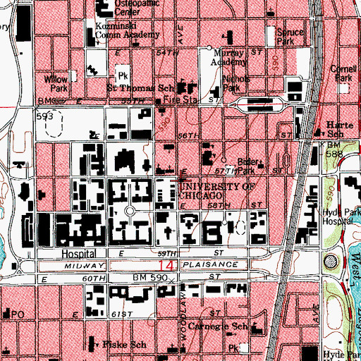 Topographic Map of Meadville Theological School, IL