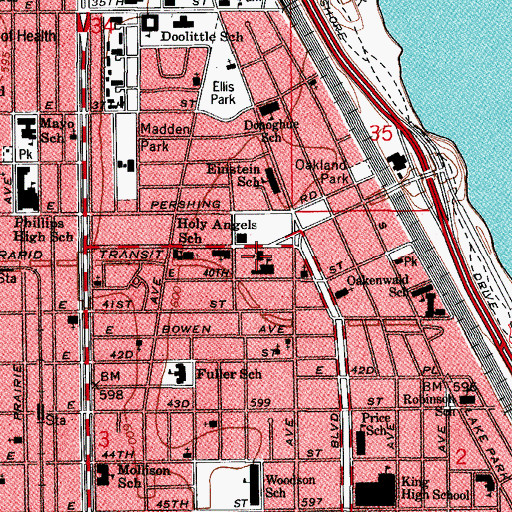 Topographic Map of Memorial Baptist Church, IL