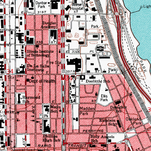 Topographic Map of Memorial Baptist Church (historical), IL