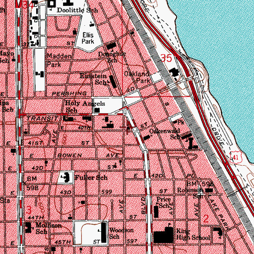 Topographic Map of Memorial Congregational Church, IL