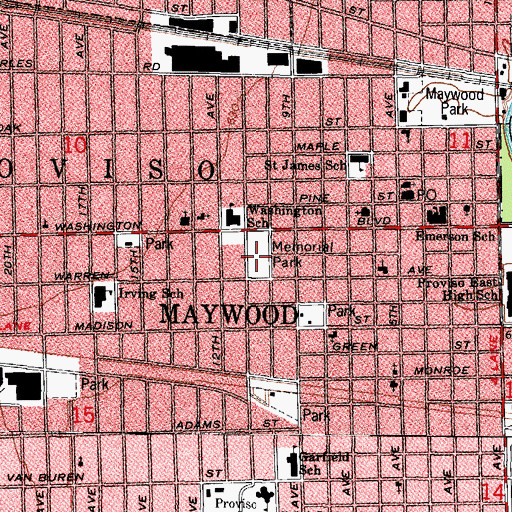 Topographic Map of Memorial Park, IL