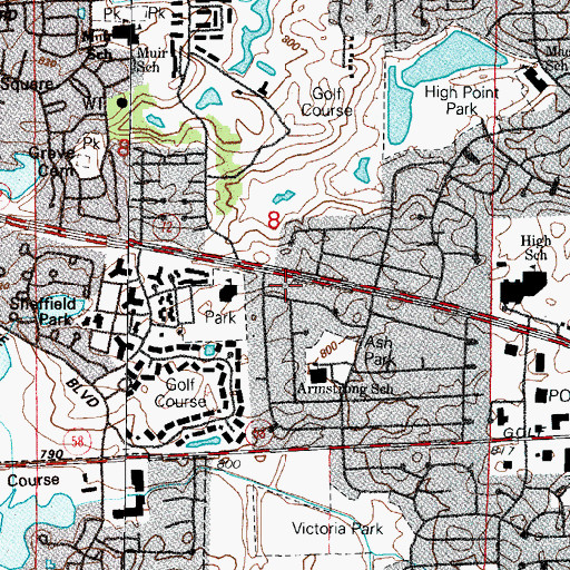 Topographic Map of Meyers School (historical), IL