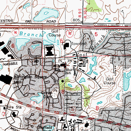 Topographic Map of John Muir Elementary School, IL