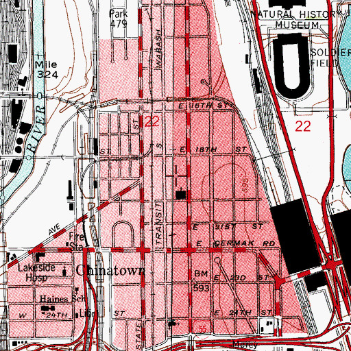 Topographic Map of Near South Side, IL
