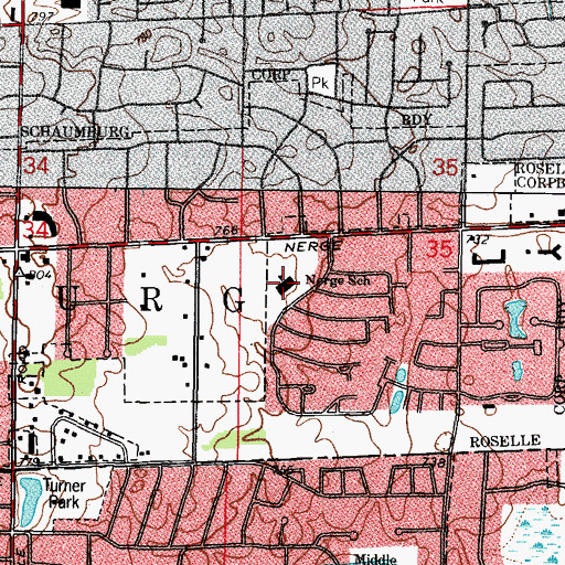 Topographic Map of Nerge School, IL