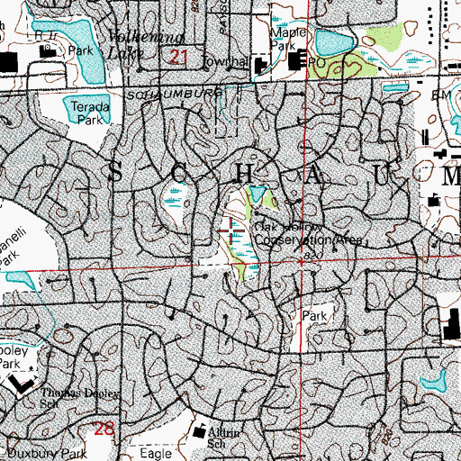 Topographic Map of Oak Hollow Conservation Area, IL