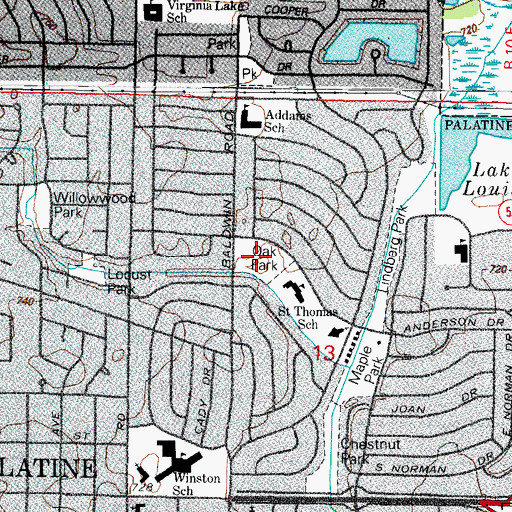 Topographic Map of Oak Park, IL