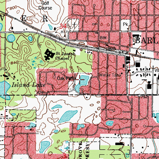 Topographic Map of Oak Park, IL