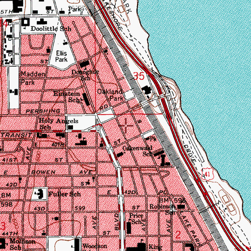 Topographic Map of Oakland, IL