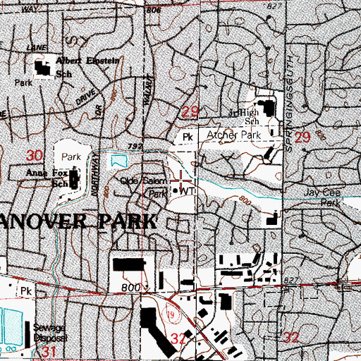 Topographic Map of Olde Salem Park, IL