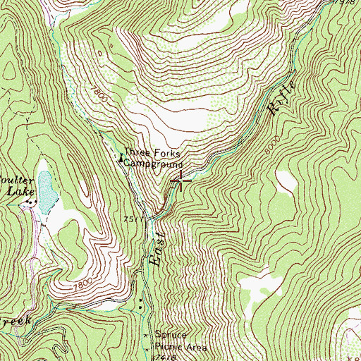 Topographic Map of Little Box Campground, CO