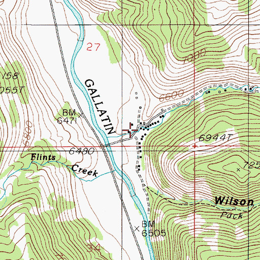 Topographic Map of Sam Wilson Bridge, MT