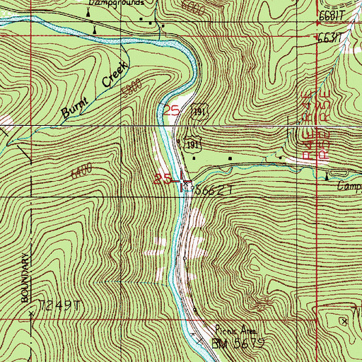 Topographic Map of Sage Brush Point Bridge (historical), MT