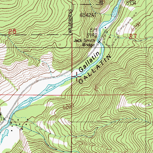 Topographic Map of Rocking Horse Bridge (historical), MT