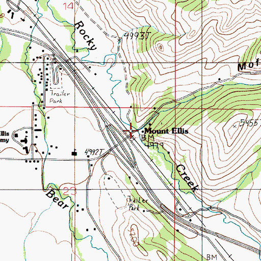 Topographic Map of Moffit Canyon Bridge, MT