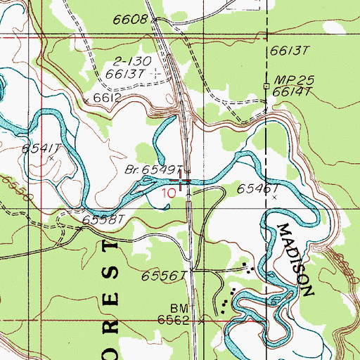 Topographic Map of Madison River Bridge, MT