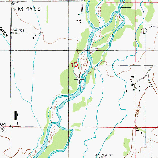 Topographic Map of La Beau Bridge (historical), MT