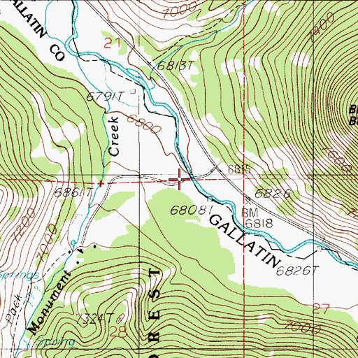 Topographic Map of Black Butte Bridge, MT