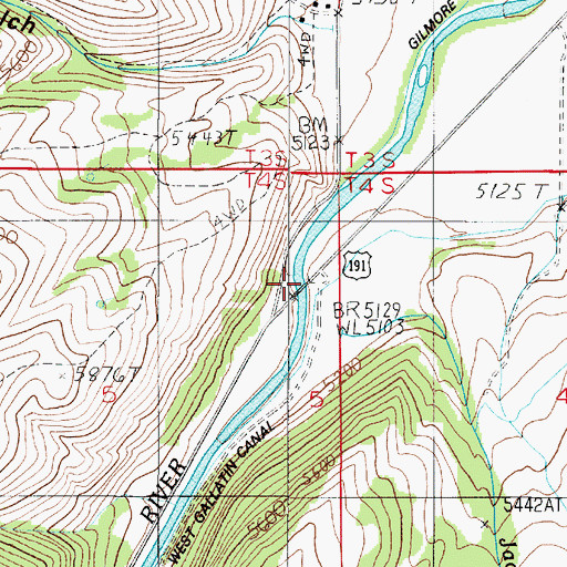 Topographic Map of Harringer Bridge, MT