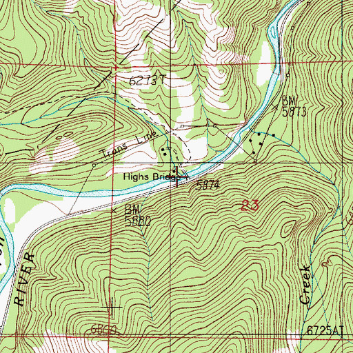 Topographic Map of Gallatin Golden Gate Bridge, MT