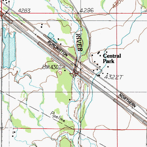 Topographic Map of Central Park Bridge, MT