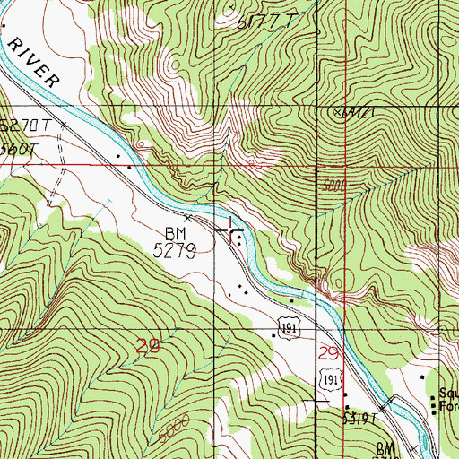 Topographic Map of Benham Bridge, MT