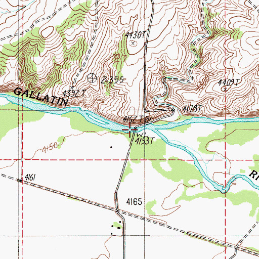Topographic Map of Gallatin River Bridge, MT