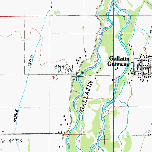 Topographic Map of Gateway Bridges, MT