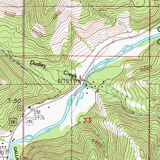Topographic Map of Anceney Bridge, MT