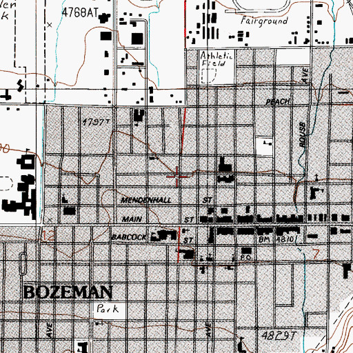 Topographic Map of Bozeman Public Library, MT