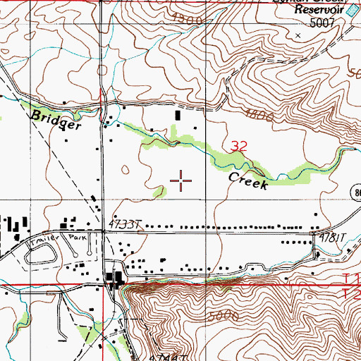 Topographic Map of Bridger Creek Golf Course, MT