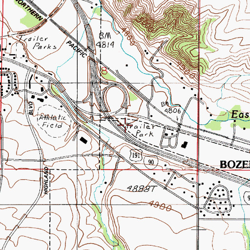 Topographic Map of Sunrise Campground, MT