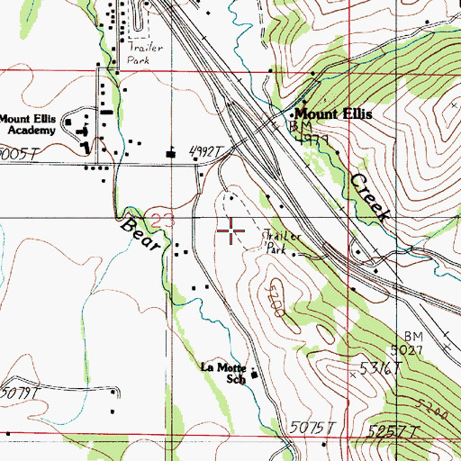 Topographic Map of Bear Canyon RV Park and Campground, MT