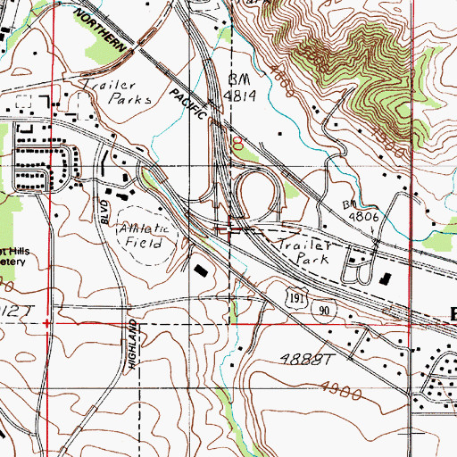 Topographic Map of Interchange 308, MT
