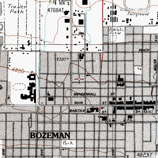 Topographic Map of Bozeman Care Center, MT