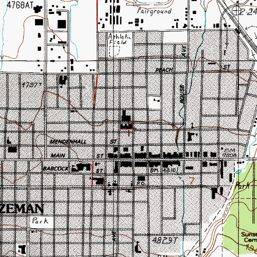 Topographic Map of Mountain View Care Center, MT
